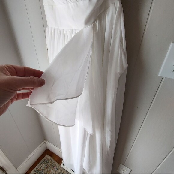 Wear Your Love White One-Shoulder Ruffle Formal Gown Size 8-10 NWT Corset back - Picture 4 of 11